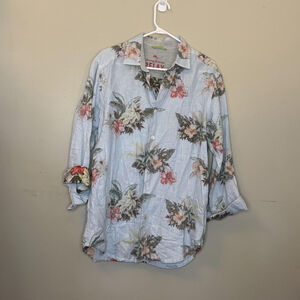 Tommy Bahama Mens Floral Linen Button Up Shirt Small